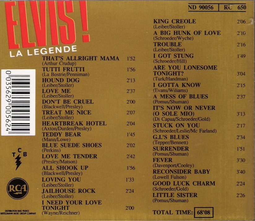 Elvis Presley  Portrait D`une Legende 1 : Back